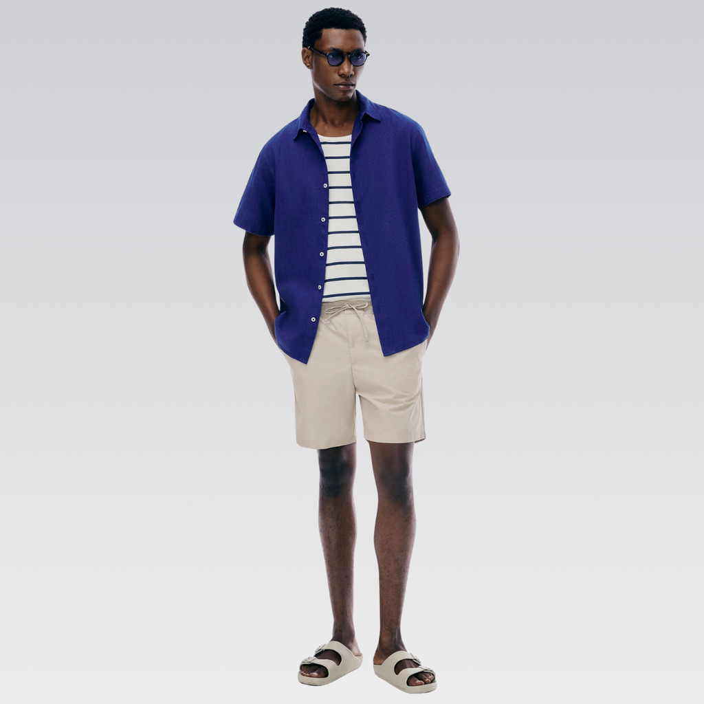 Shorts Masculino Algodão Cós Meio Elástico Amarração Hering