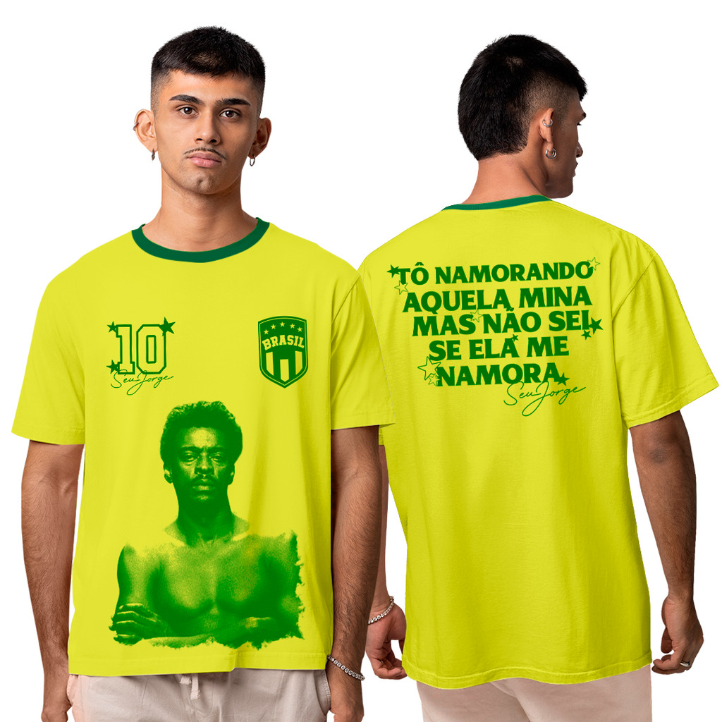 Camiseta Algodão Unissex Seu Jorge Copa do Mundo Brasil Core 2026 FC T-Shirt Masculino & Feminino