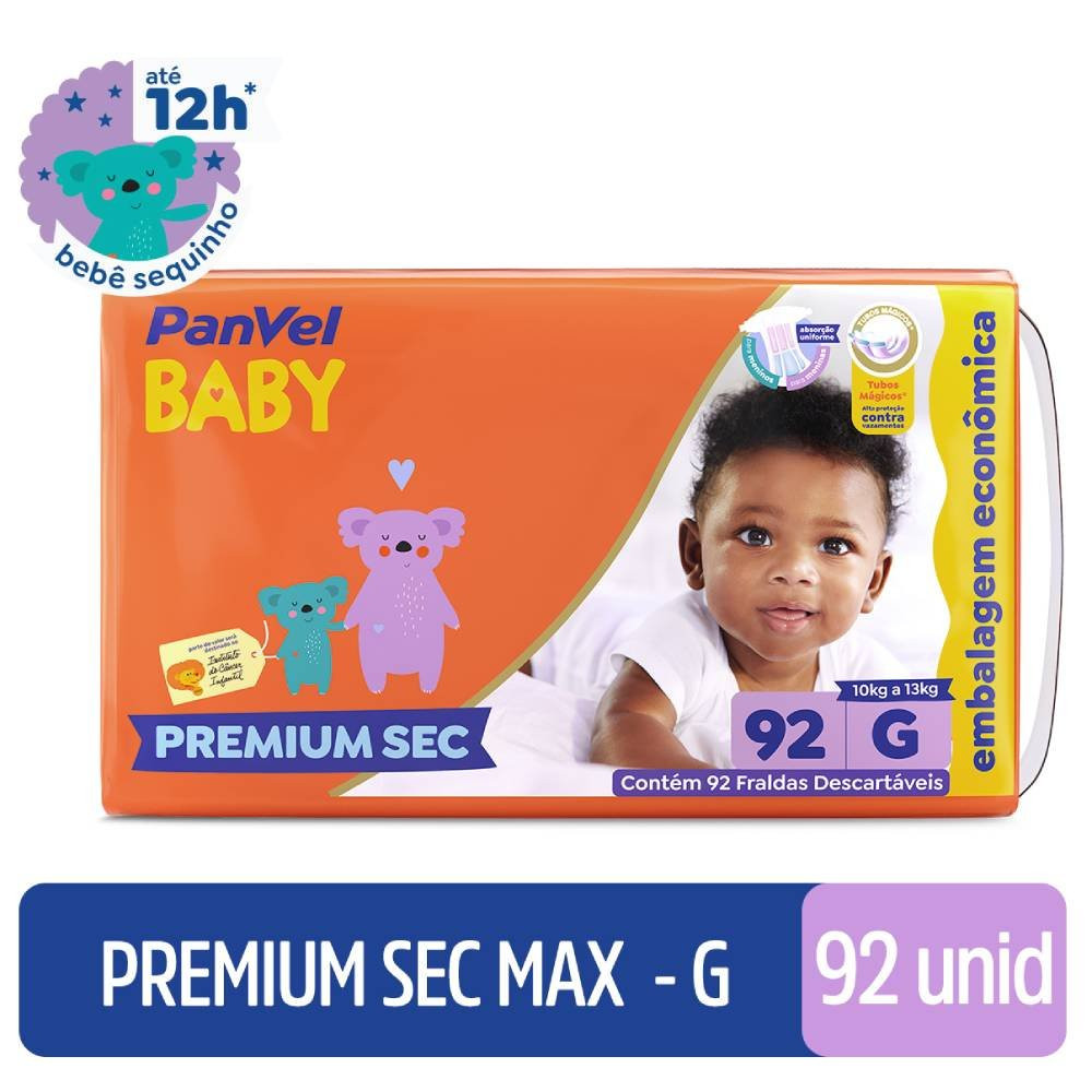 Fralda Panvel Baby Premium Sec Max G 92 Unidades