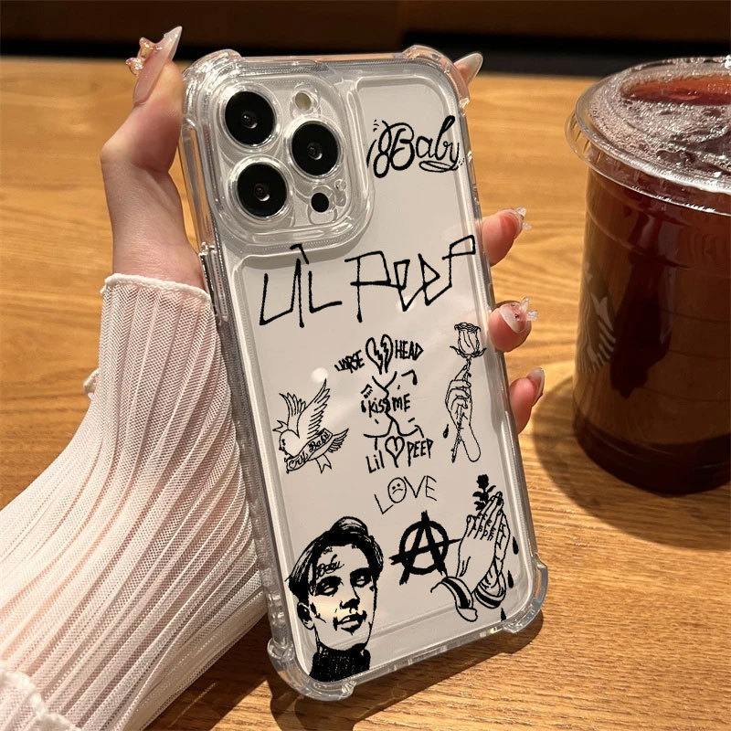CaseTrend《Lil Peep Hellboy》capa de celular transparente, adequada para iPhone 17 Pro 16E 11 12 13 14 15 16 Max 17 Air 11