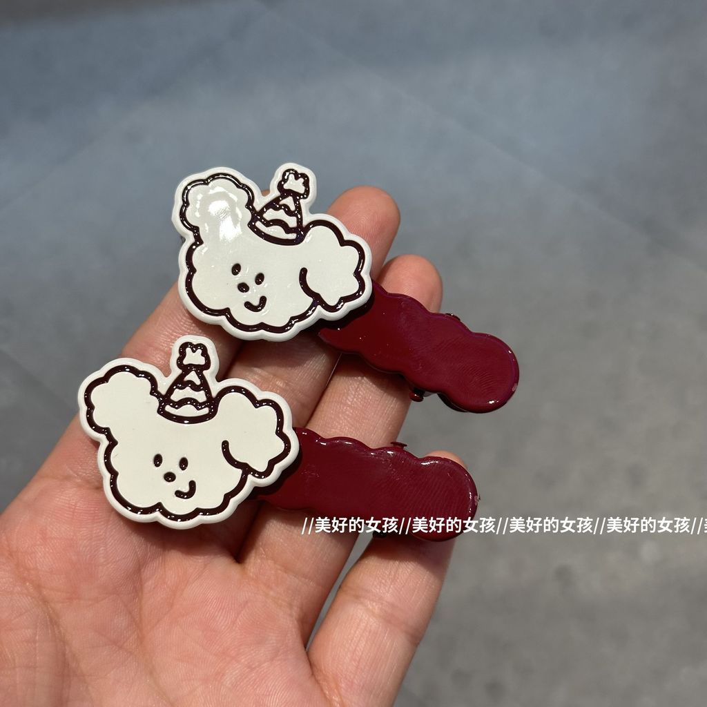 【Envio 24 horas】presilha de cabelo de cachorro fofo coreano 2026 cor vermelha ankola alta qualidade presilha lateral de