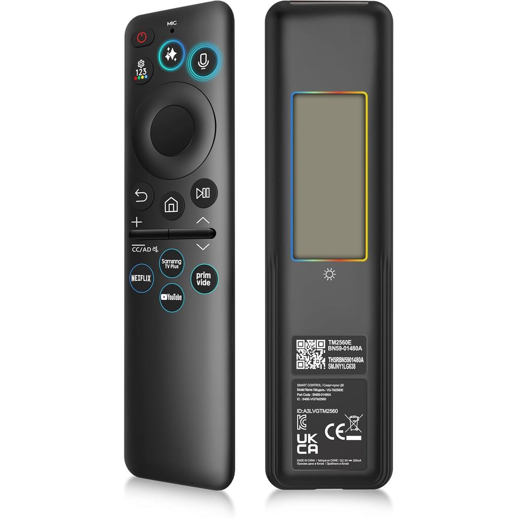 Controle Remoto Solar com Comando de Voz para TVs Samsung Smart, Novo BN59-01480