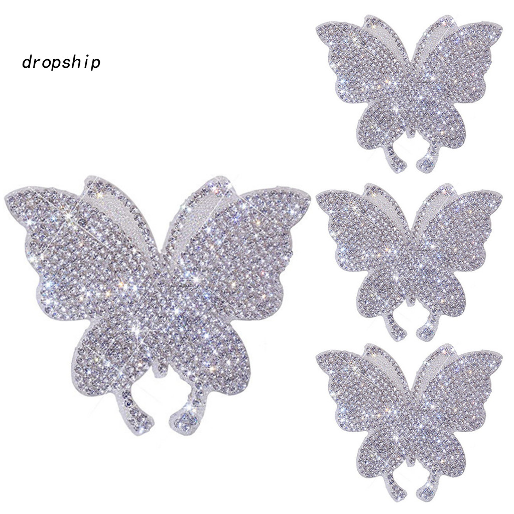 Long-lasting Car Decorations 4pcs Sparkling Rhinestone Butterfly Stickers – Self-adhesive Easy to Apply Unique Decorat