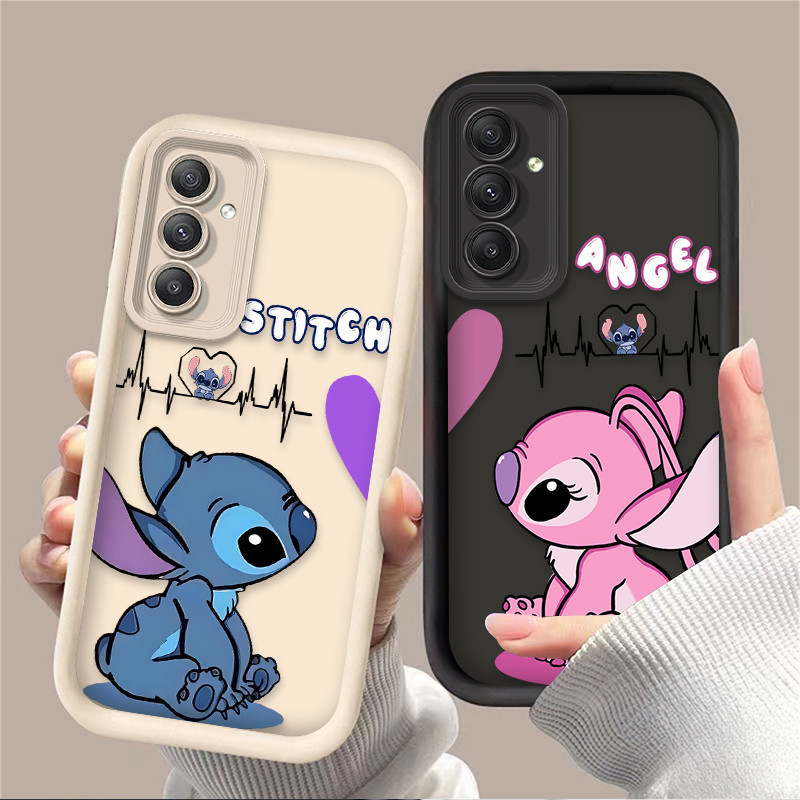 Capa De Telefone De Casal Telescópico " Stitch & Angie " Para Redmi 10 12C 13C 9A A2 3 Note Pro 4G 5G Xiaomi Poco JT