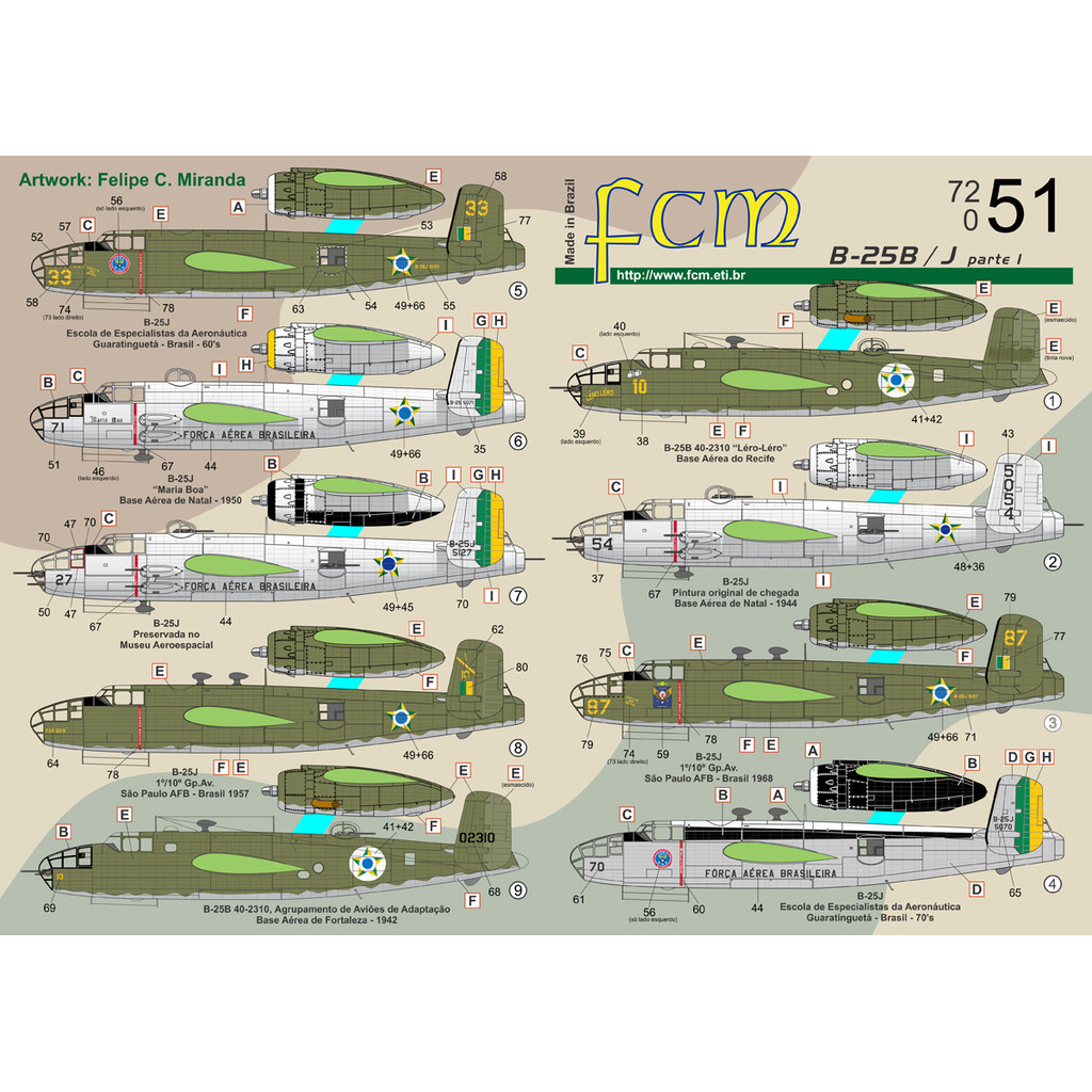 Decalque North American B-25 B/J Mitchell Decal Fcm 72051 1/72 Plastimodelismo