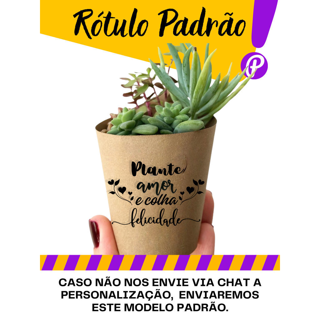 Kit de 100 Rótulos Personalizados para suculentas lembrancinha casamento batizado aniversario, empresa