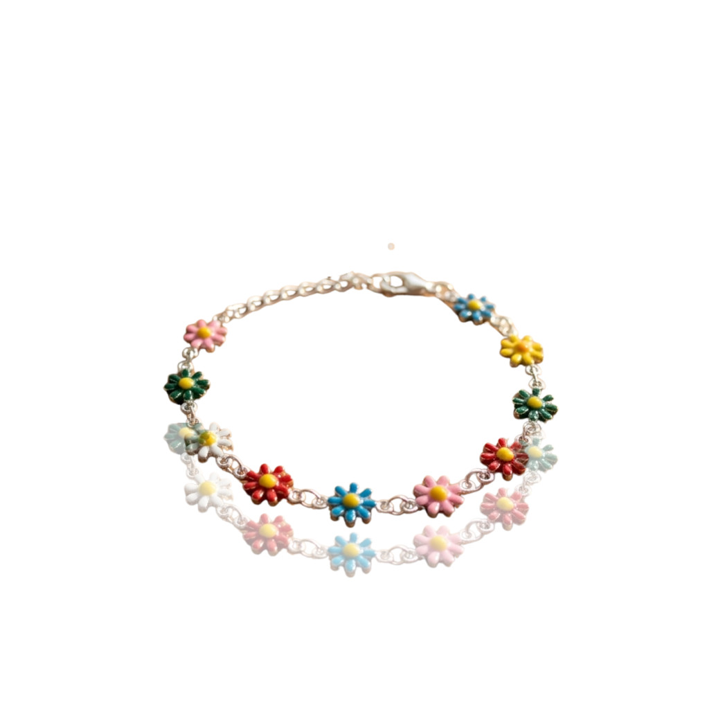 Pulseira Flores Da Primavera Banhada a Prata 950 Original