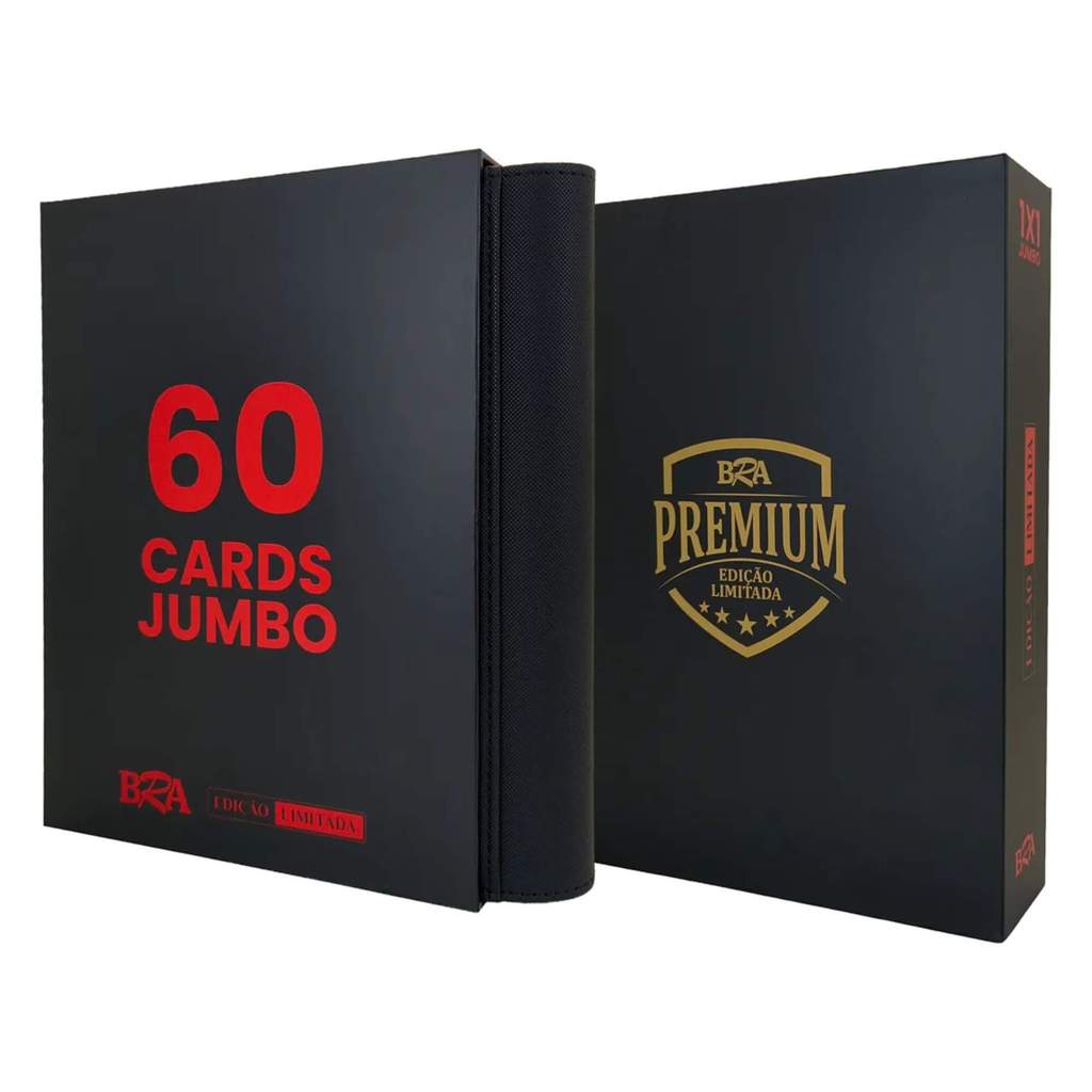 Pasta Premium 1x1 30 Folhas Frente e Verso 60 Cards TCG Jumbo Preta e Vermelha BRA - BC-2030-1J