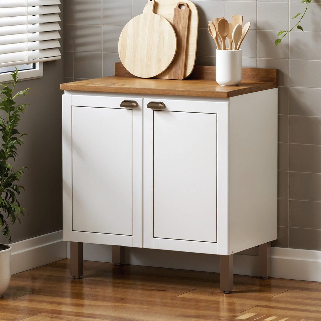 Balcão Cozinha 80 cm 2 Pts Conecta Frizz Branco/Ebano