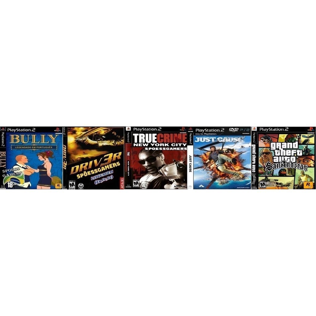 PS2 5 Jogos  Bully Gta True Crime Just Cause Driver Promoção