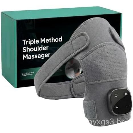 Massageador de Ombros com Método Triplo - Almofada Térmica Vestível para Alívio do Pescoço e Trapézio, Compressão por Ai