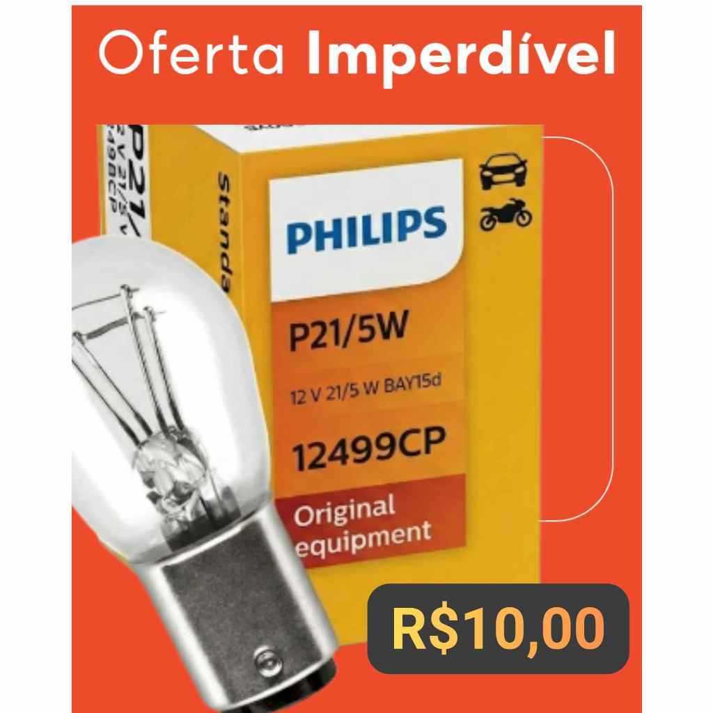 Lâmpada Bros 160 Philips Original P21/5W Freio Lanterna Traseira 2 Polos