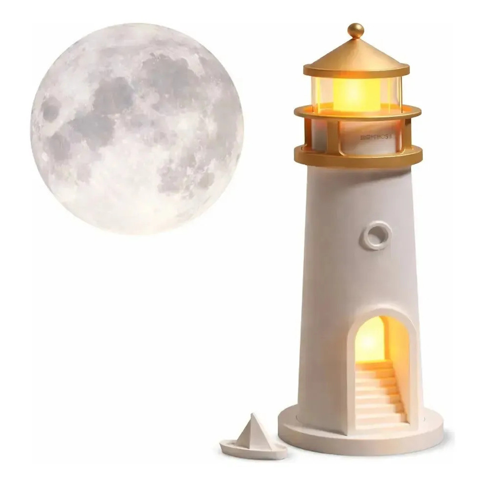 Luminária Farol Com Projetor De Lua Abajur Led Usb Sensor
