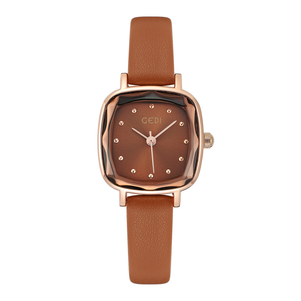 RODREASON Relógio Feminino Vintage Com Rosto Quadrado , Pulseira De Couro Fino , Estilo Simples , Uso Diário , De Quartz
