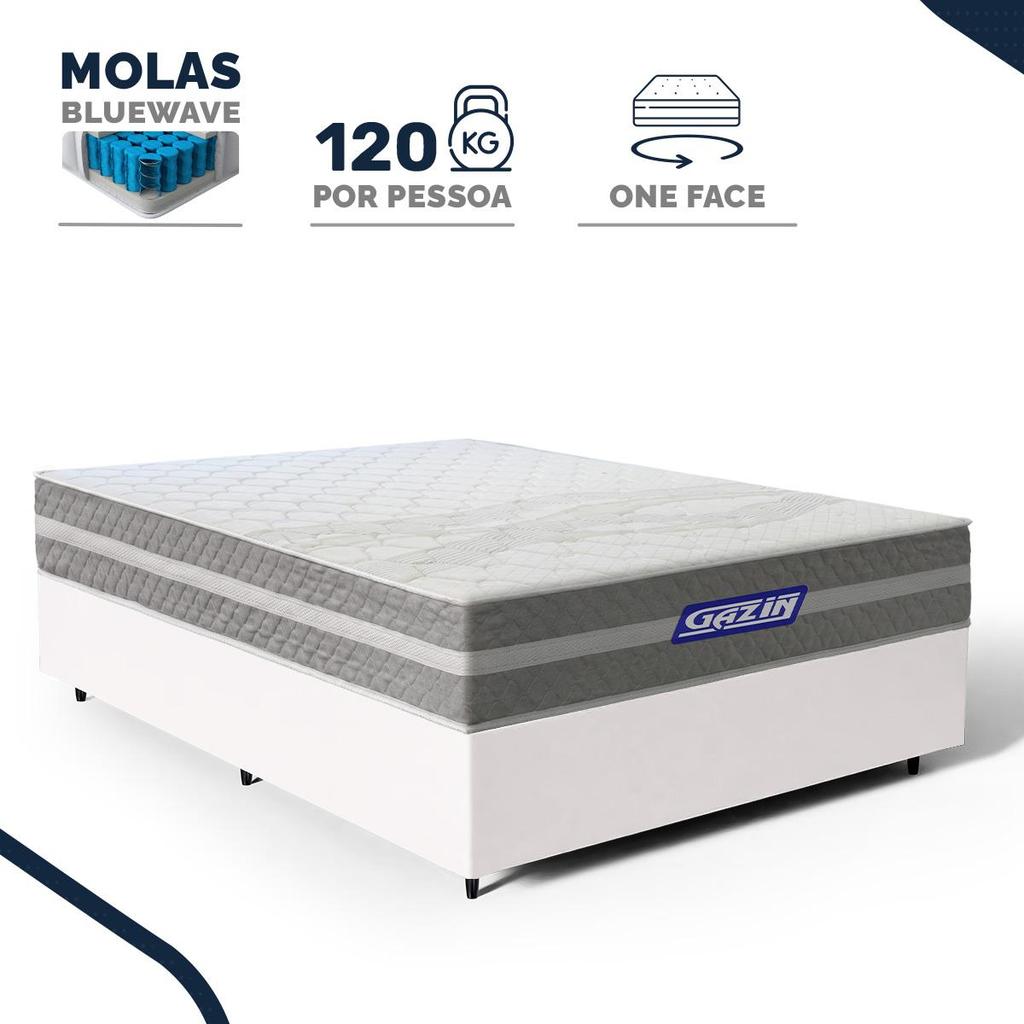 Cama Box com Colchão Gazin de Molas Ensacadas One Face Air Up Casal 138cm