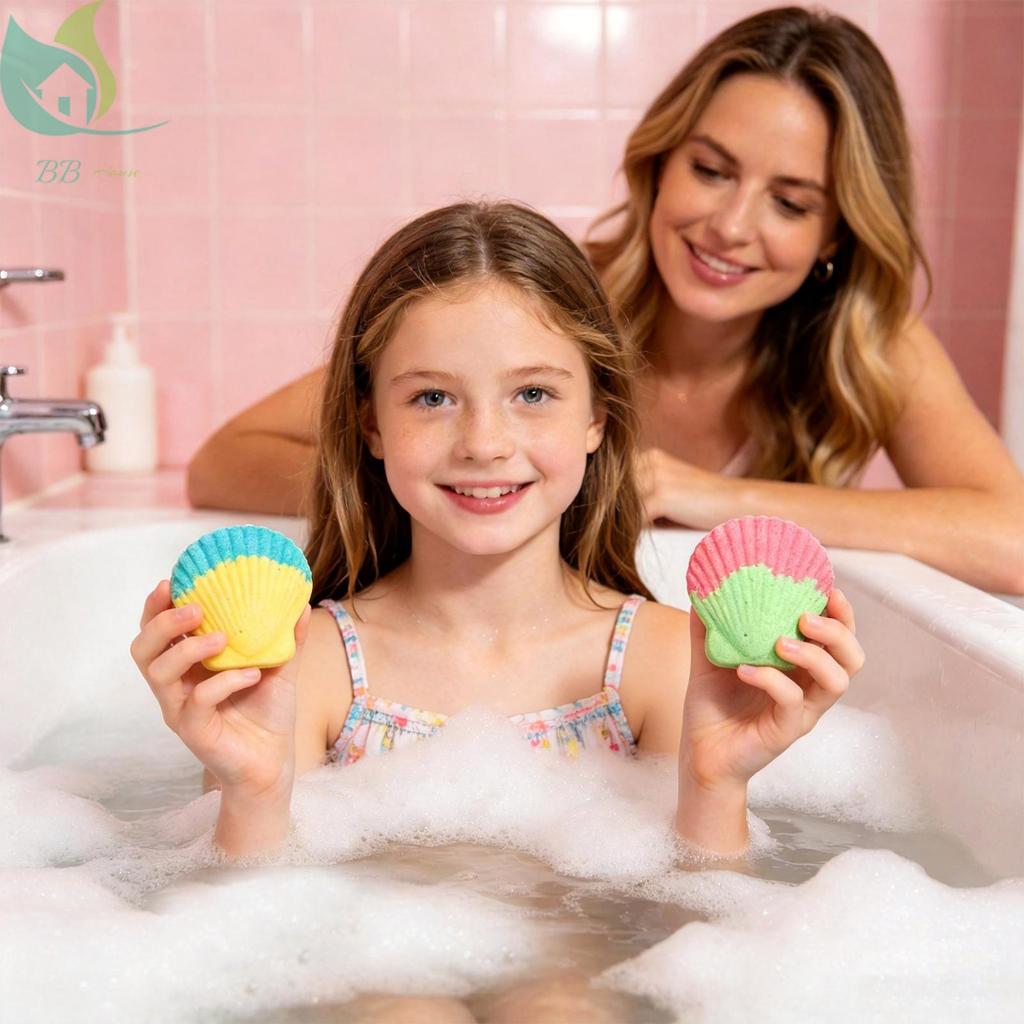 9 Pçs Bombas De Banho Sereia Para Crianças Com Jóias Brinquedos Dentro Artesanal Concha Bolha Bomba Saco Meninas SHOPQJC