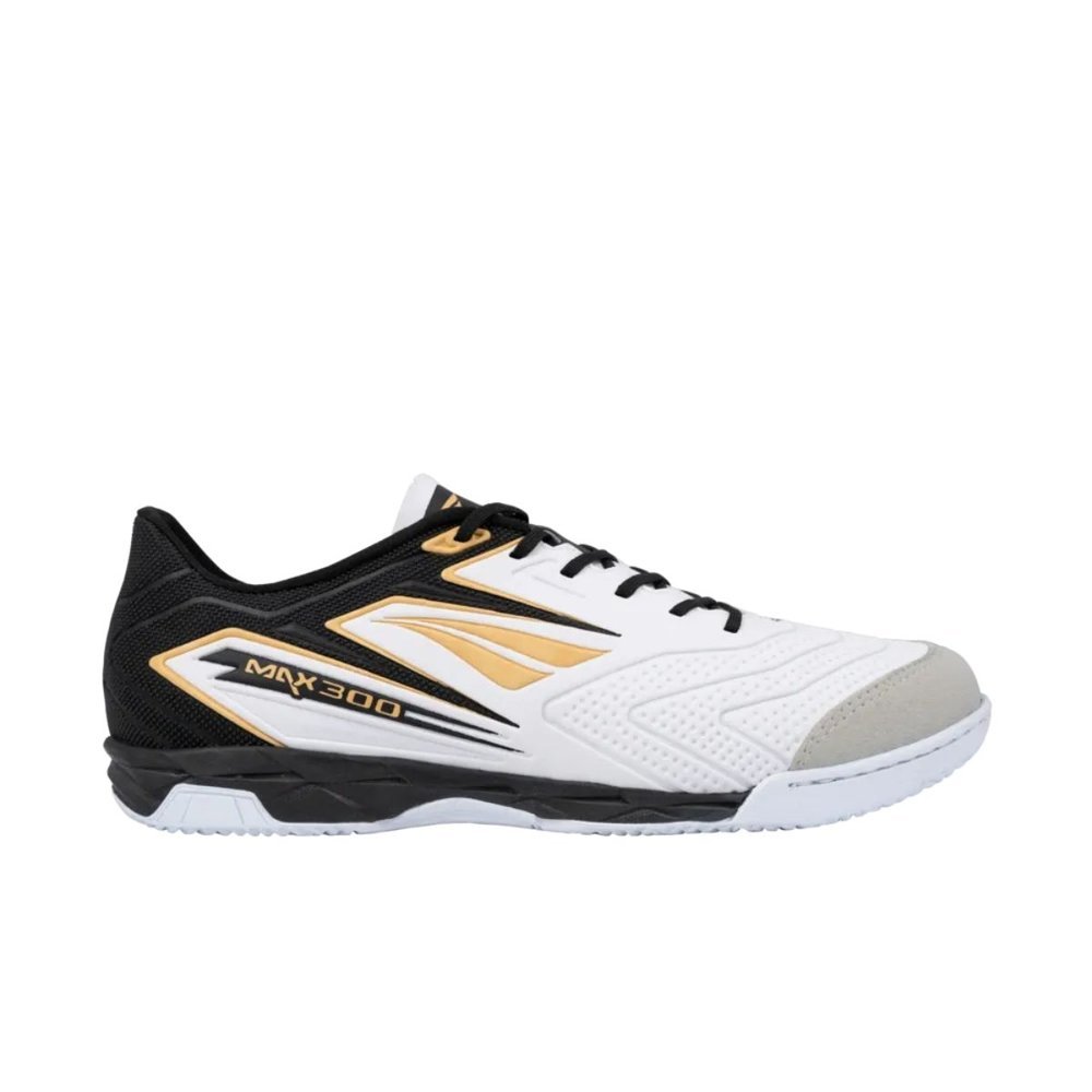 Chuteira Futsal Penalty Max 300 Y-1 Preto Dourado Indoor Leve Resistente e Confortável
