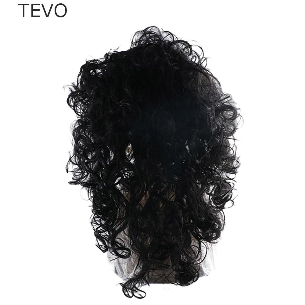 TEVO Masculino Cabelo Encaracolado Invisível Macio Sintético Hippie Acessórios De Boate Bar Peruca Retro Cosplay