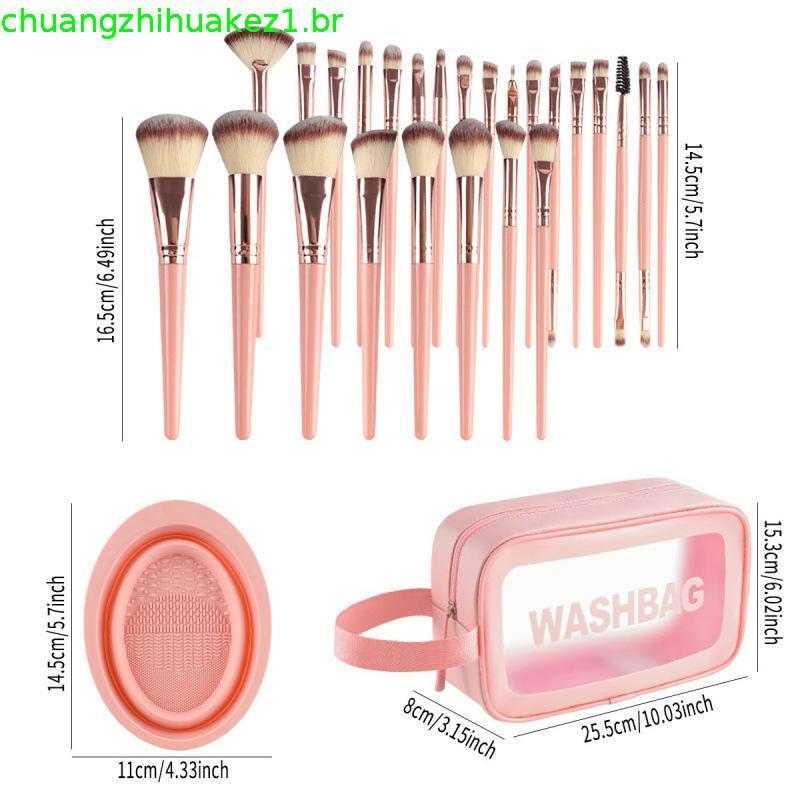 Conjunto de Pincéis de Maquiagem para Viagem Esponja de Beleza Puff de Pó 46 Peças Ferramentas de Beleza Faixa de Cabelo