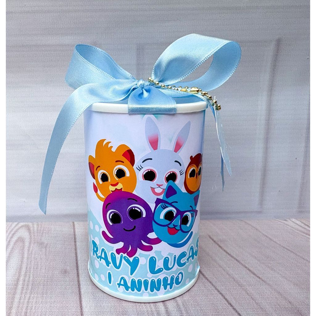 Cofrinho Personalizado Bolofofo Azul Menino Lembrancinha Festa Infantil Aniversário