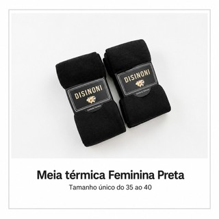 Kit 2, 4 e 6 Meias Feminina Térmica Preta Confortável Macia