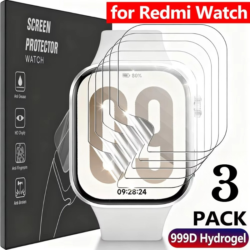 3 Pcs Filme De Hidrogel De Relógio Ultrafino Para Redmi Watch 6 5 Active Lite Macio À Prova De Óleo 5 4 3 Black Edge Pro