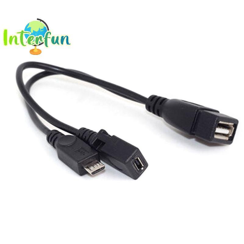 [InterfunB] 1 Unidade Usb Adaptador De Duas Portas De Um Centavo Cabo OTG Para Fonte De Alimentação Externa De Tablet Mó