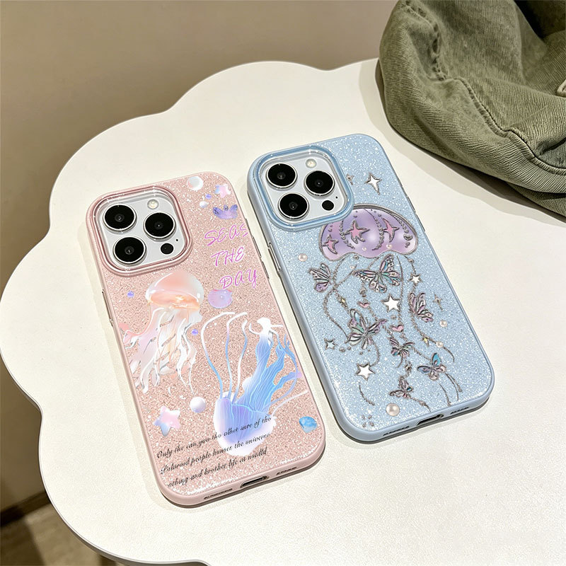 Capa Glitter Para Samsung S26 Ultra S25 S24 Plus S23 FE S22 S21 S20 A17 A07 A06 A15 A16 A56 Transparente Medusa Impressã