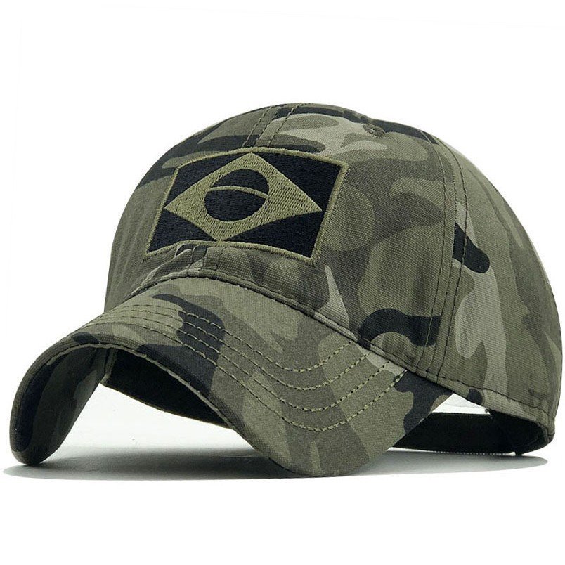Boné Trucker Camuflado Masculino Tela Ajustável Bordado Estilo Militar Premium