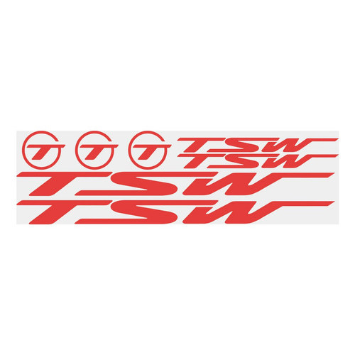 Kit com 7 Adesivos Plotter para Quadro de Bicicleta Compatível TSW Mountain Bike em Vinil Vermelho