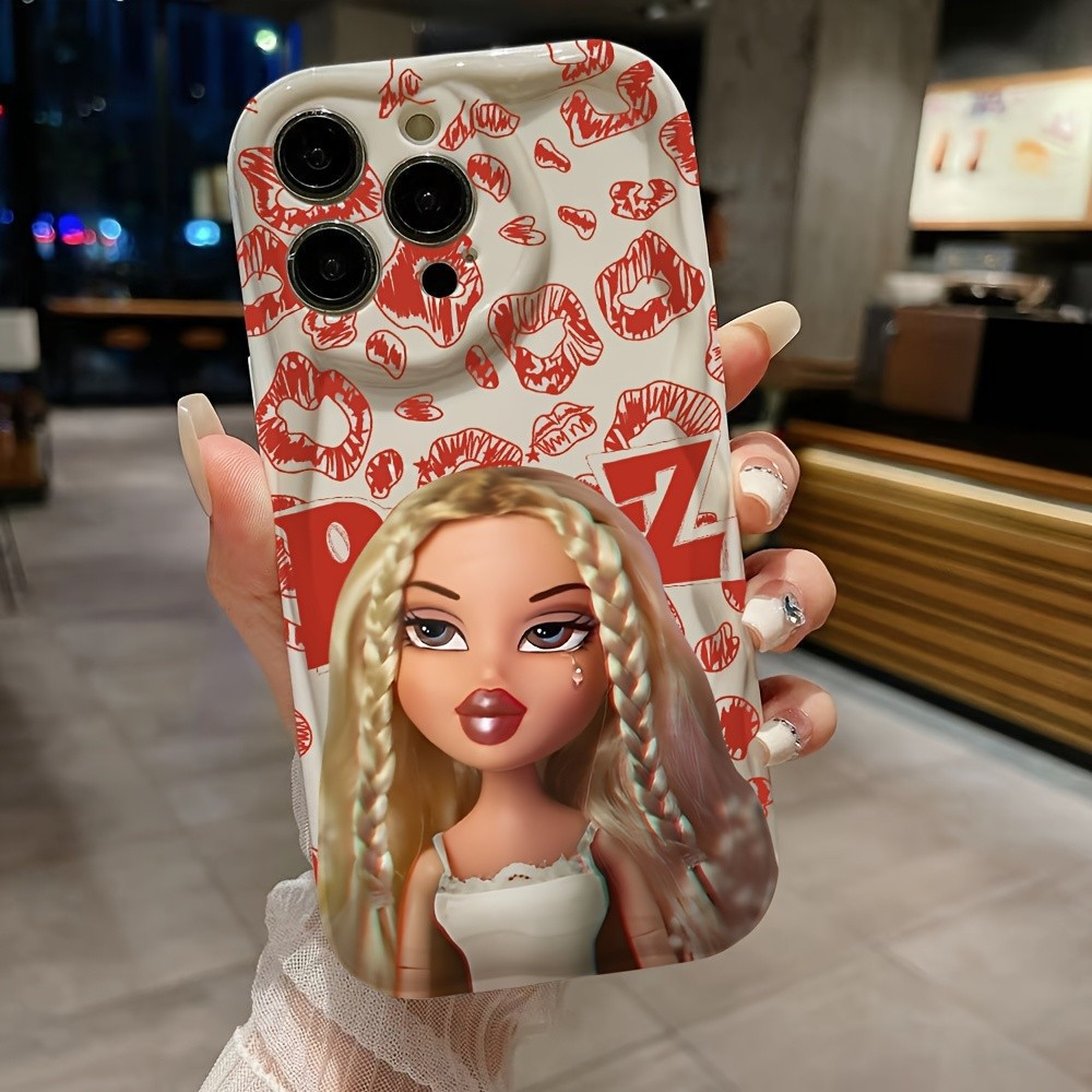 Capa de celular com padrão de boneca Bratz, adequada para iPhone 16 15 14 13 12 11 Pro Max Mini XR XS X 7 8 Plus.