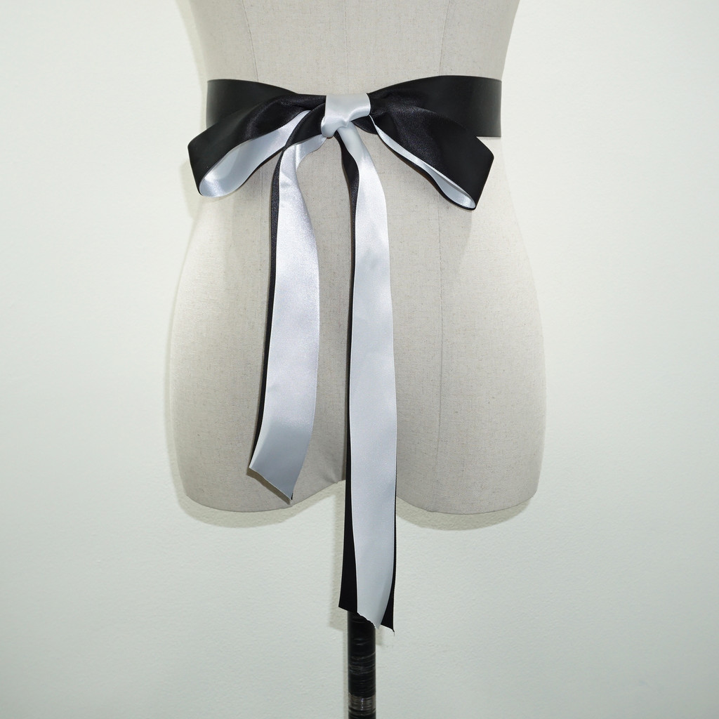 Textura elegante preto branco fita cor sólida fita pescoço cinta vestido decorativo e calças acessórios cinto multiuso