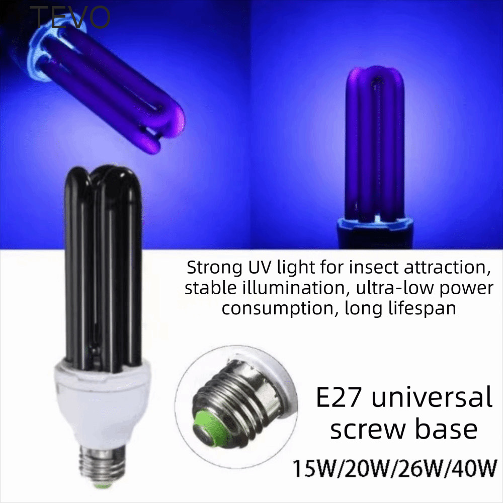 Lâmpada UV TEVO , Luz Fluorescente Ultravioleta De Roxa AC220V , Germicida Base Preta 220V E27