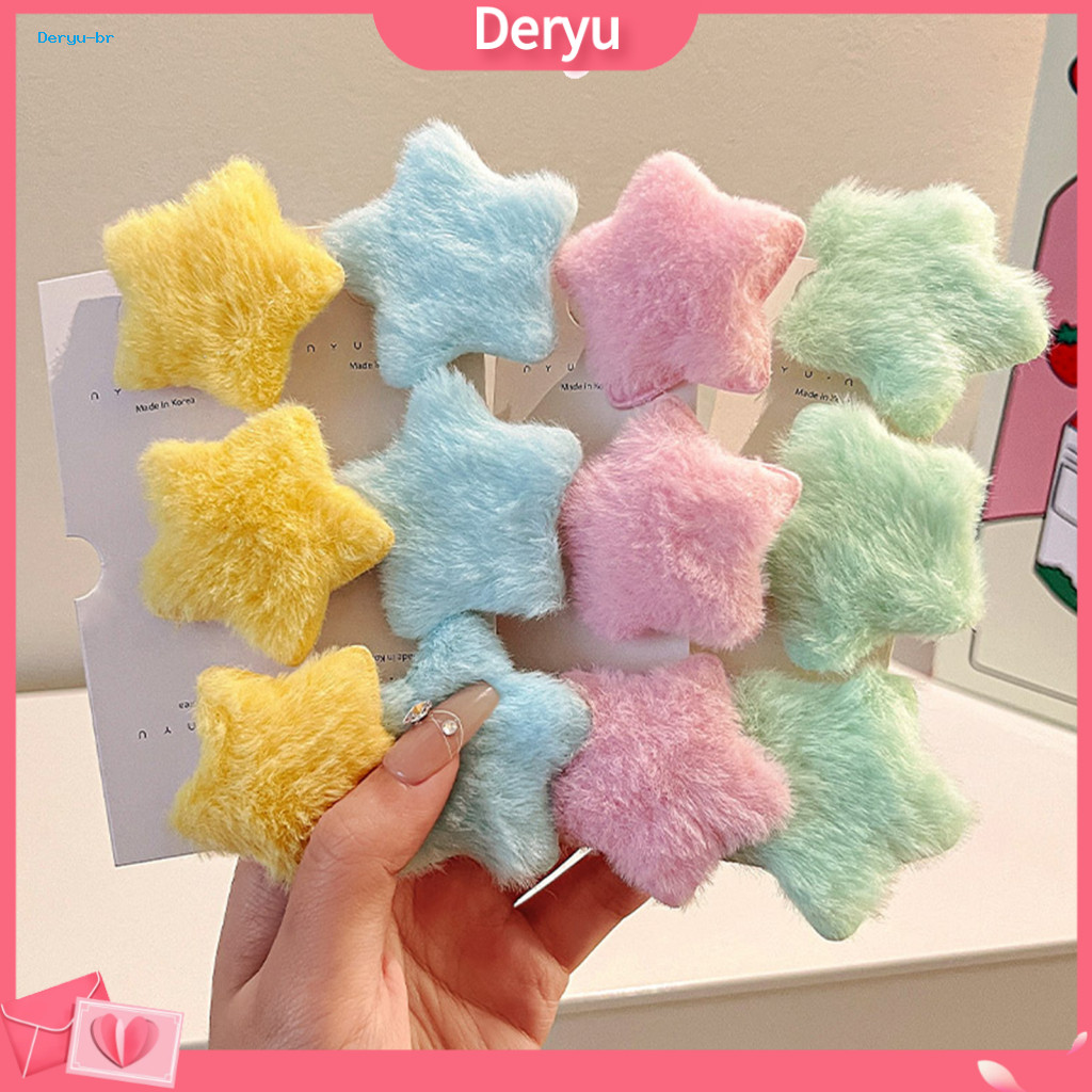 Star Hair Clip 10pcs Girls Plush Hairpins Soft Bang Clips Stable Grip Macaron Colors Cute Autumn Winter Accessories for