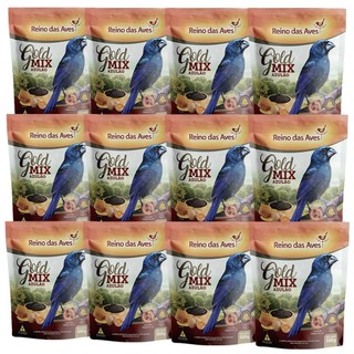 KIT 12 UN Ração Para Azulão Gold Mix 500g Reino Das Aves