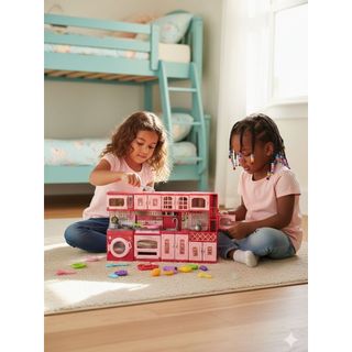 Kit Cozinha com 4 Módulos, Cozinha Infantil Completa Brincadeira de Casinha, Brinquedo Menina, Cozinha de Brinquedo Rosa