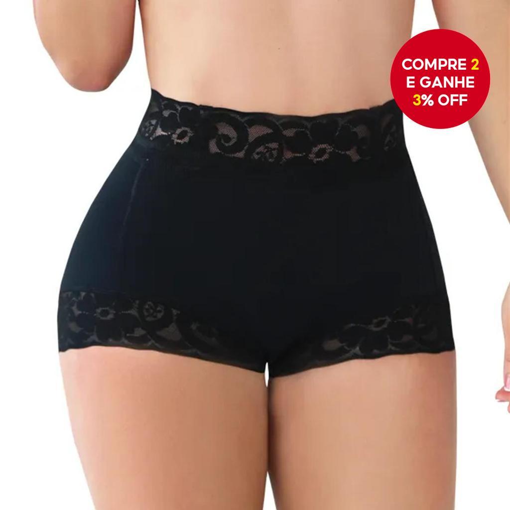 Calcinha modeladora de cintura alta com renda sem marcas, modeladora de barriga e controle corporal