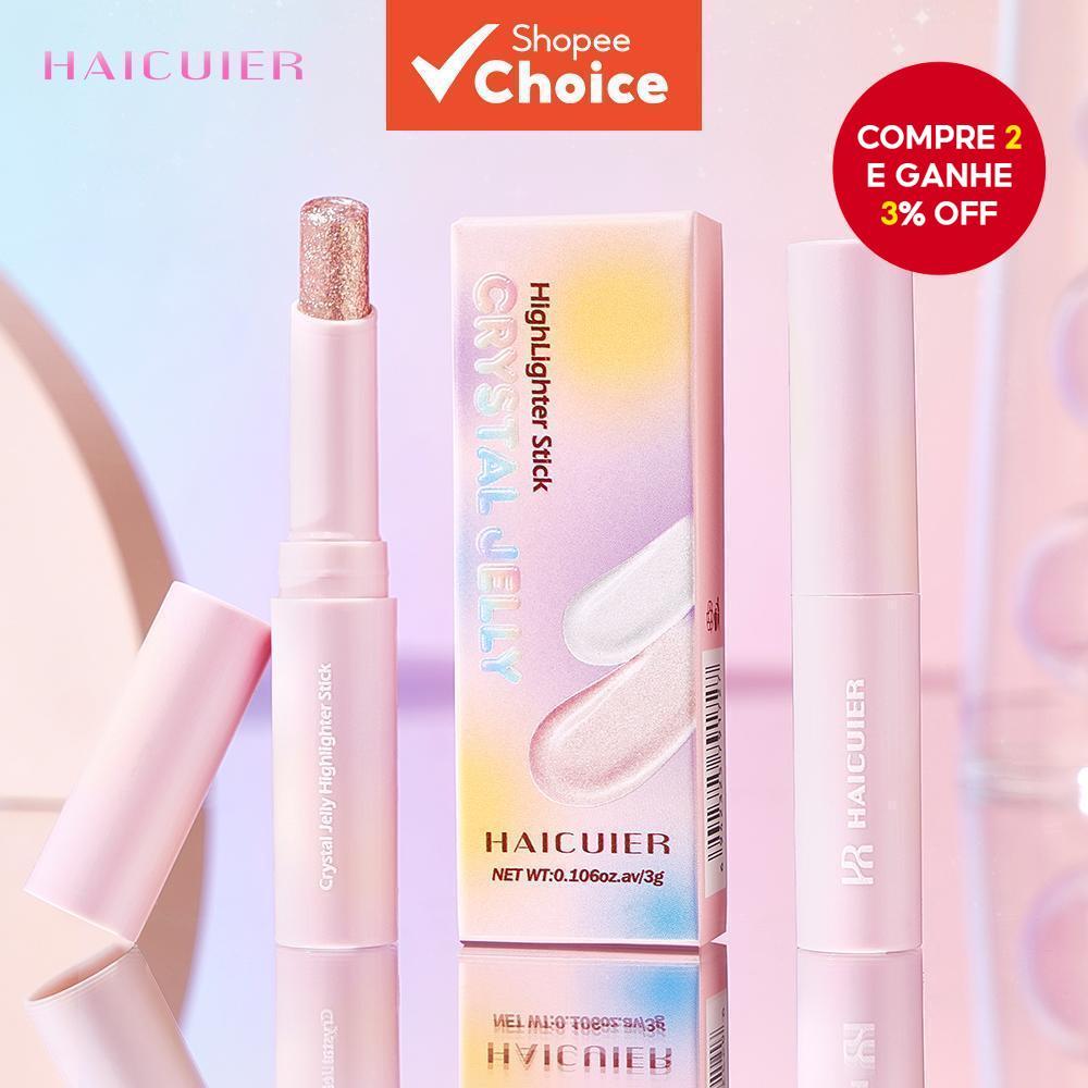  HAICUIER Bastão de Brilho de Cristal Jelly - Sombra / Iluminador / Bálsamo Labial Brilhante 3g