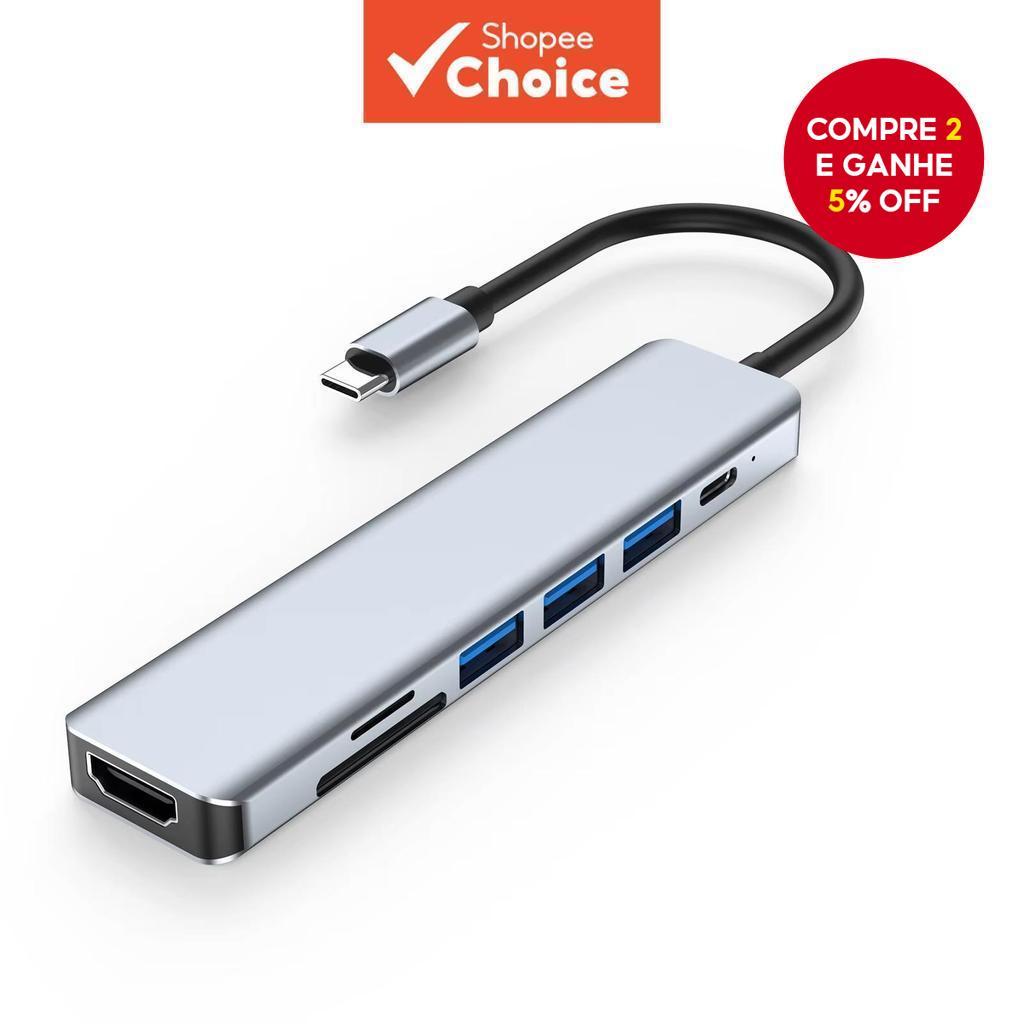 Multi Funcional 7 Em 1 Type C Usb Hub Com Adaptador Hdmi Sd Tf Leitor De Cartão Para Telefone Tablet Computador