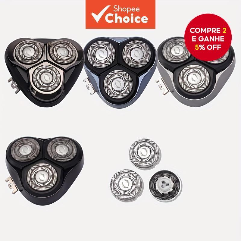 Novo conjunto de 3 peças para melhorar o seu barbear com 3 lâminas de reposição para todos os barbeadores elétricos com