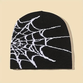 Gorro Gótico Unissex Moderno Com Teia De Aranha , Calor De Inverno , Estilo Giratório De Cabeça , Malha Popular Europa E