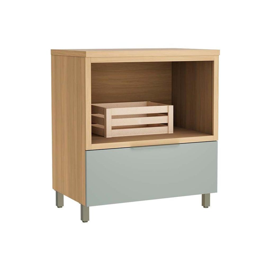 Módulo Cozinha Nesher Marquesa Balcão Forno 1 Gaveta c/ Tampo 80cm Nature/Verde - Nesher