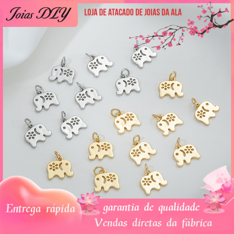 Retenção de cor 14K banhado a ouro flor de ameixa plana bonito bebê elefante pingente artesanal DIY acessórios de jóias