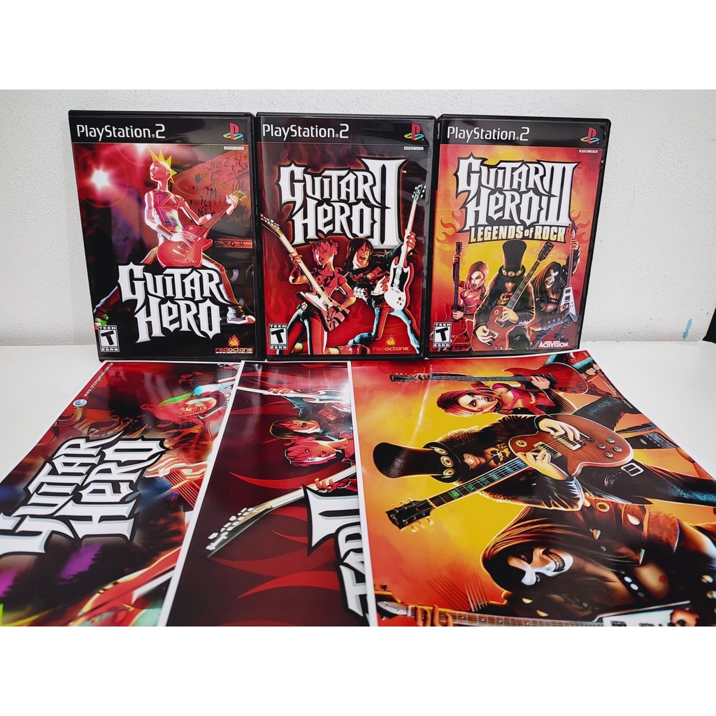 Coleção Guitar Hero 1,2,3  com Poster / PS2