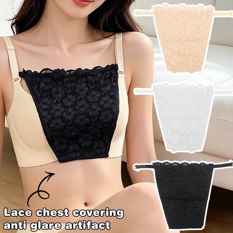 1-3 Peças Capa Feminina De Gola De Renda – Para Roupas De Corte Baixo Com Decote Em V Artefato Anti-Exposição No Peito I