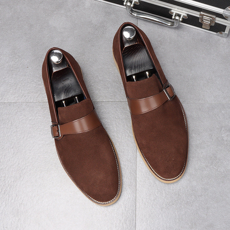 Sapatos de couro casuais de negócios masculinos dedo do pé apontado couro genuíno na moda aumento interno deslizamento-e