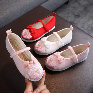 Verão Hanfu bordado meninas sapatos estilo étnico artesanal carne tendão sola sapatos infantis estilo chinês sapatos de 