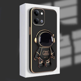 Capa De Telefone Para VIVO IQOO Z11 Turbo Traseira Casal Astronauta Desenho Animado Brilhante Galvanizado Kickstand Z11X