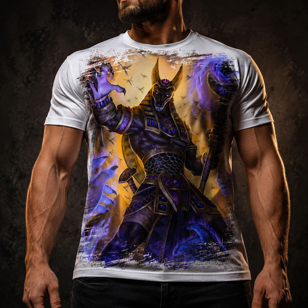 Camisa Camiseta Masculina Anubis deus egipcio canino REF 01