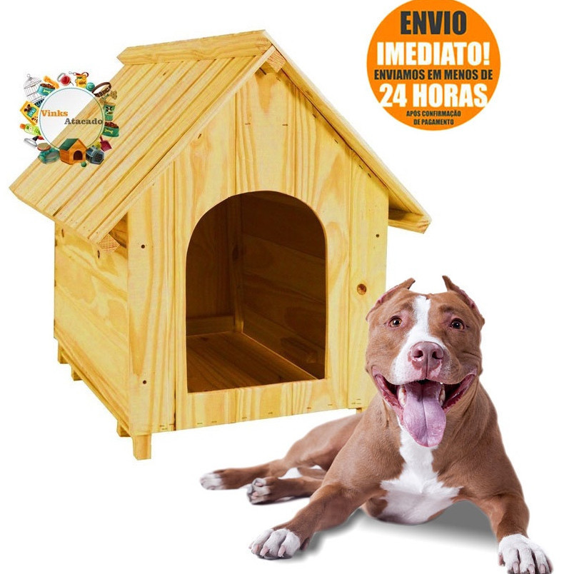 Casinha de Madeira N6 Para Cachorro Cães Cão Porte Grande Feito de Madeira Pinus Pittbull Rottwailler Pastor Alemão Dog